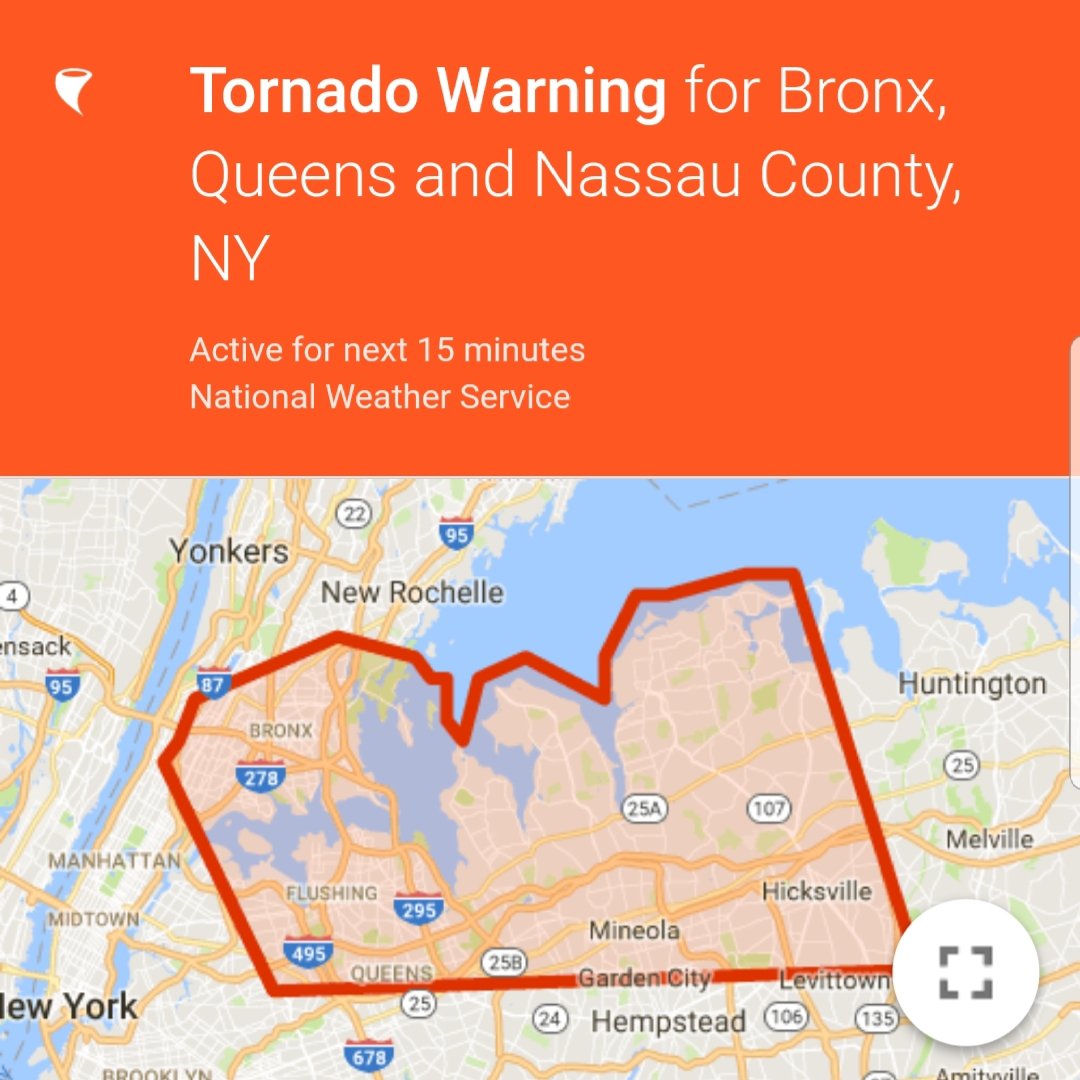 Tornado Warning Issued For The Bronx